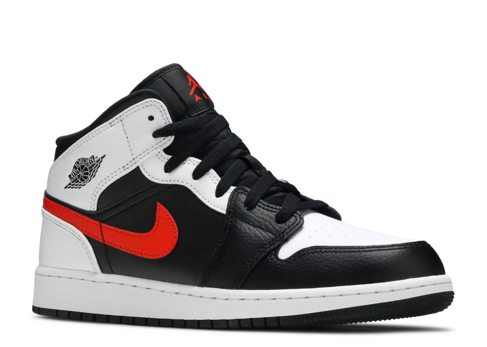 Nike Air Jordan 1 Mid White Black Chile Red (GS)