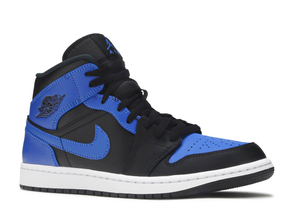 Nike Air Jordan 1 Mid Hyper Royal Tumbled Leather