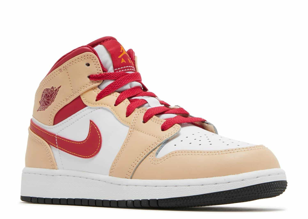 Nike Air Jordan 1 Mid Light Curry Cardinal (GS)