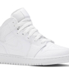 Nike Air Jordan 1 Mid Triple White (GS)