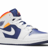 Nike Air Jordan 1 Mid White Laser Orange Deep Royal Blue (GS)