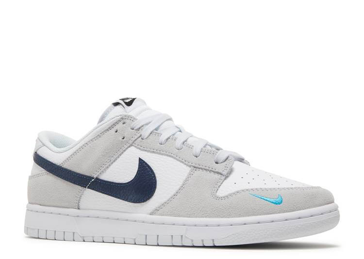 Nike Dunk Low White Grey Navy Aqua Mini Swoosh